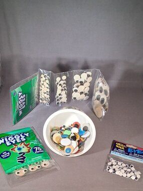 Bulk Craft Supplies Lot Wiggly Googly Eyes Assorted Sizes Sticky Back